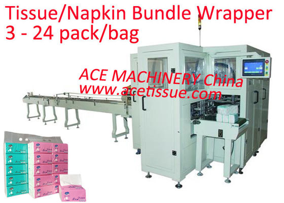 Double Lane Facial Tissue Packing Machine Fully Automatic For Napkin Paper