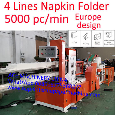 Germany Design Super High Speed Paper Napkin Converting Machine 4 Lines 5000 Napkin Per Minute