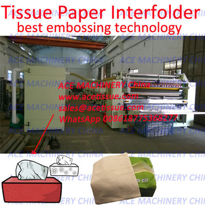 Taiwan Design High Speed Automatic Interfold Facial Tissue Paper Machinery With Steel To Steel Embossing