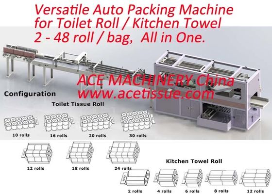 multifunctional Hygienic Tissue Paper Kitchen Roll Packing Machine with Machine 2-48 rolls per pack