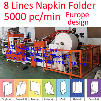 Germany Design Super High Speed Paper Napkin Converting Machine 4 Lines 5000 Napkin Per Minute